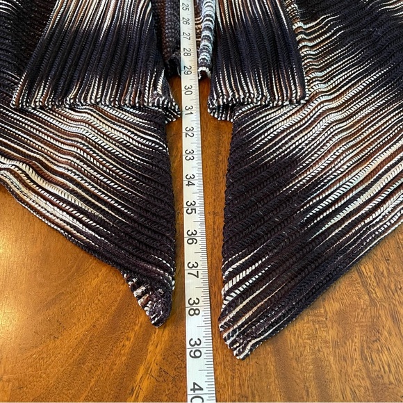 Chico's Travelers 3/4 Sleeve Waterfall Hem Open Weave Open Front Cardigan - Picture 8 of 11